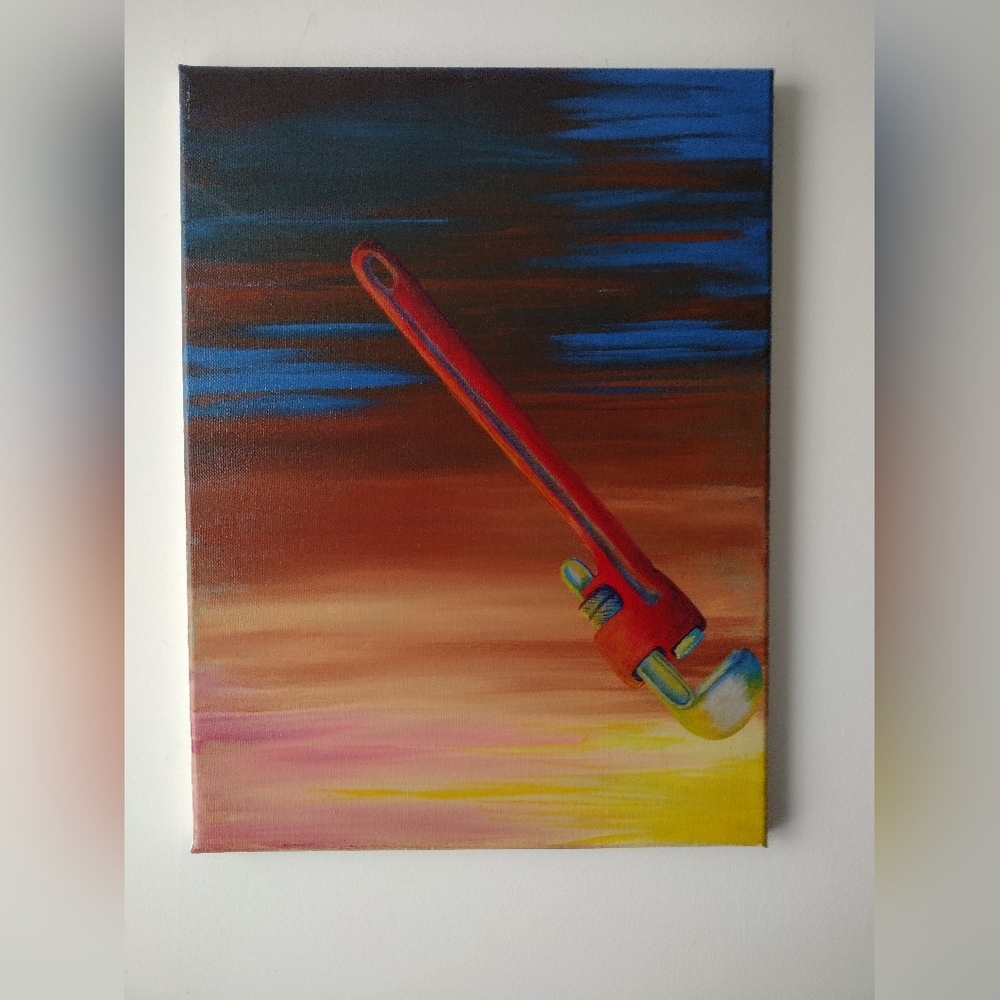 Surreal Sunset Painting With Monkey Wrench